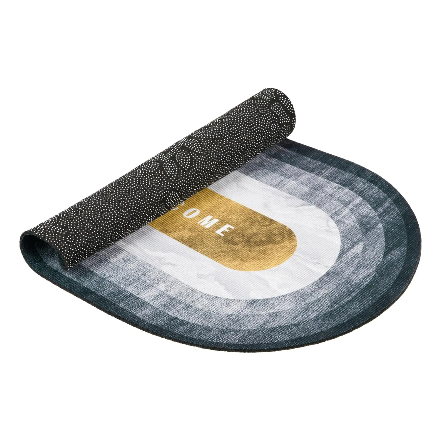 Kuber Industries Welcome Oval Doormat | Soft Anti Skid Door Mat | Non Woven Floor Mat for Home | Non-Slip Door Mat for Entrance | HY073 | Gray & Gold