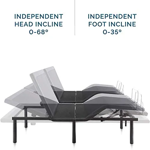 Lucid L600 Adjustable Bed Frame-Bluetooth-Companion App-Head and Foot Incline-Massage-Under Bed Lighting-Dual USB Ports - Twin XL