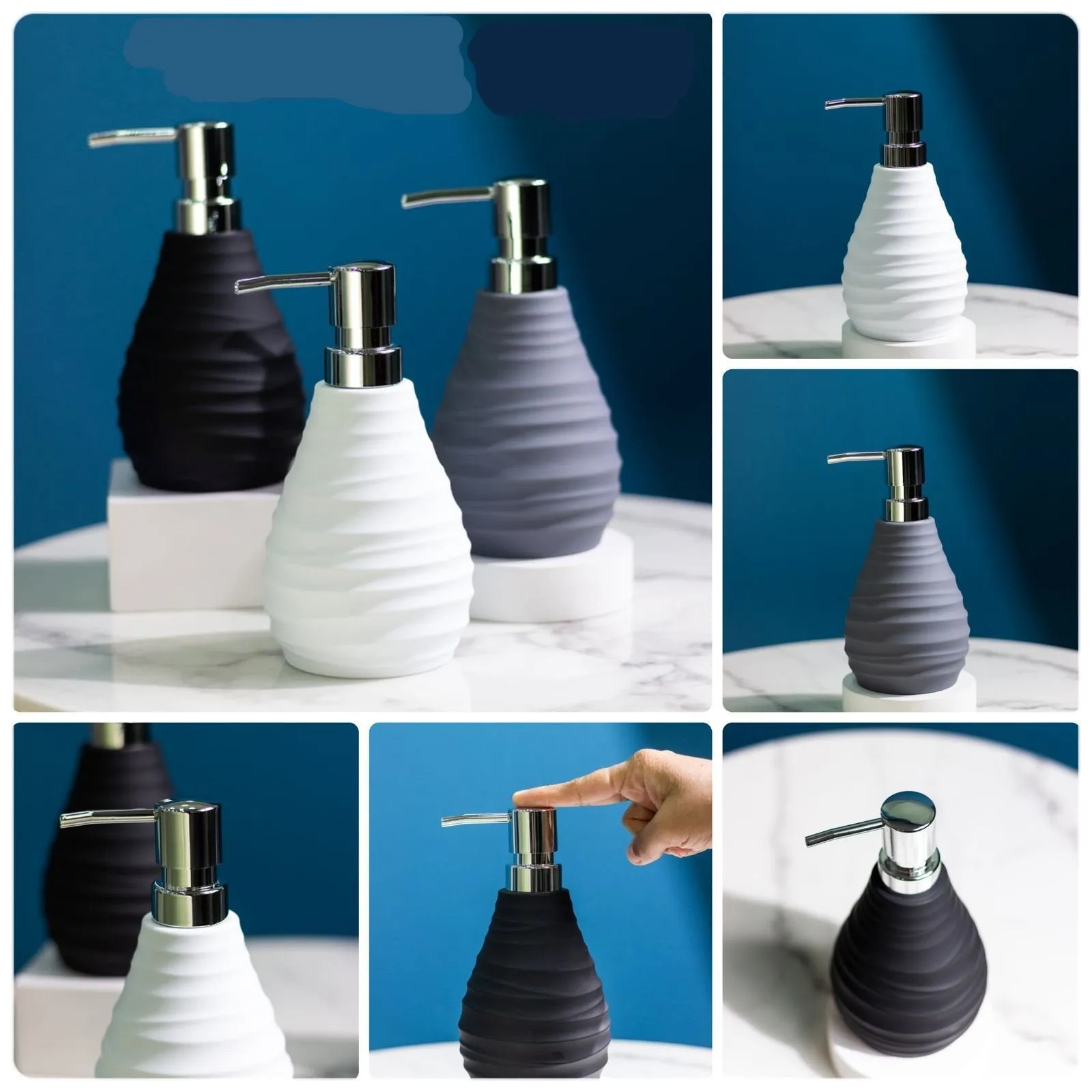 Matte Finish Ribbed Design Soap Dispenser With Chrome Pump By-APT