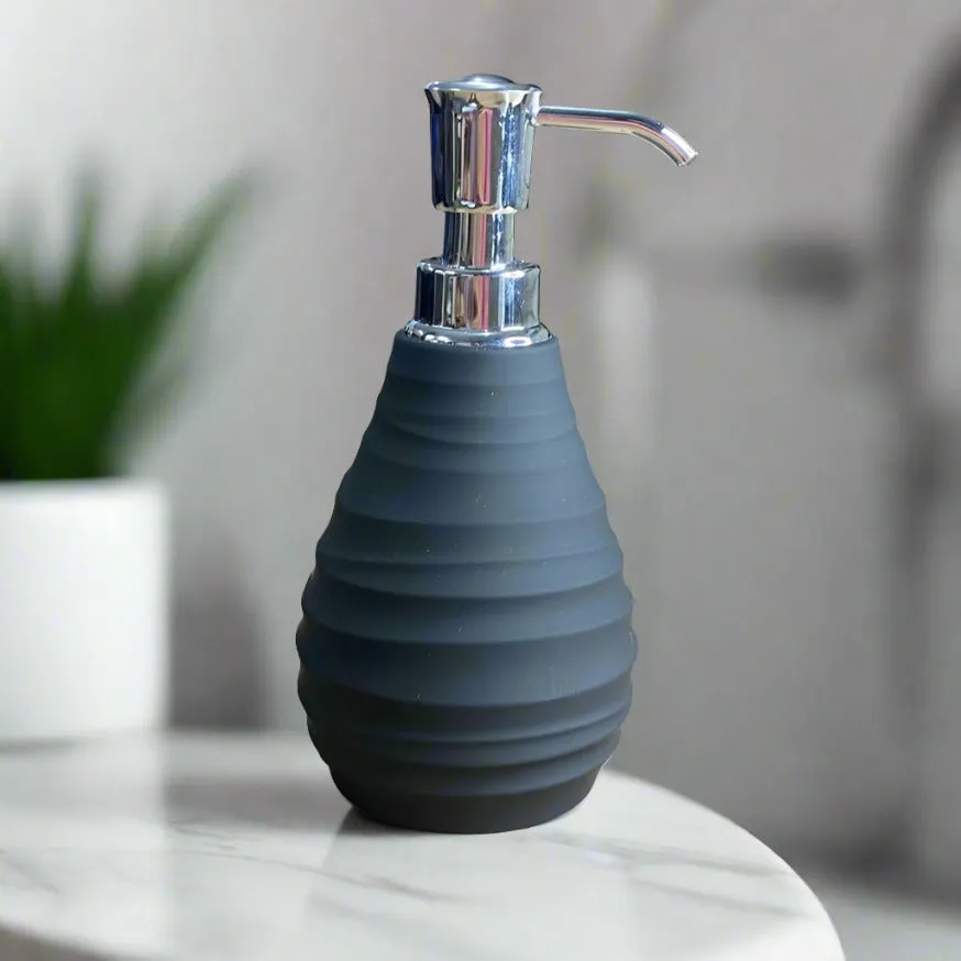 Matte Finish Ribbed Design Soap Dispenser With Chrome Pump By-APT