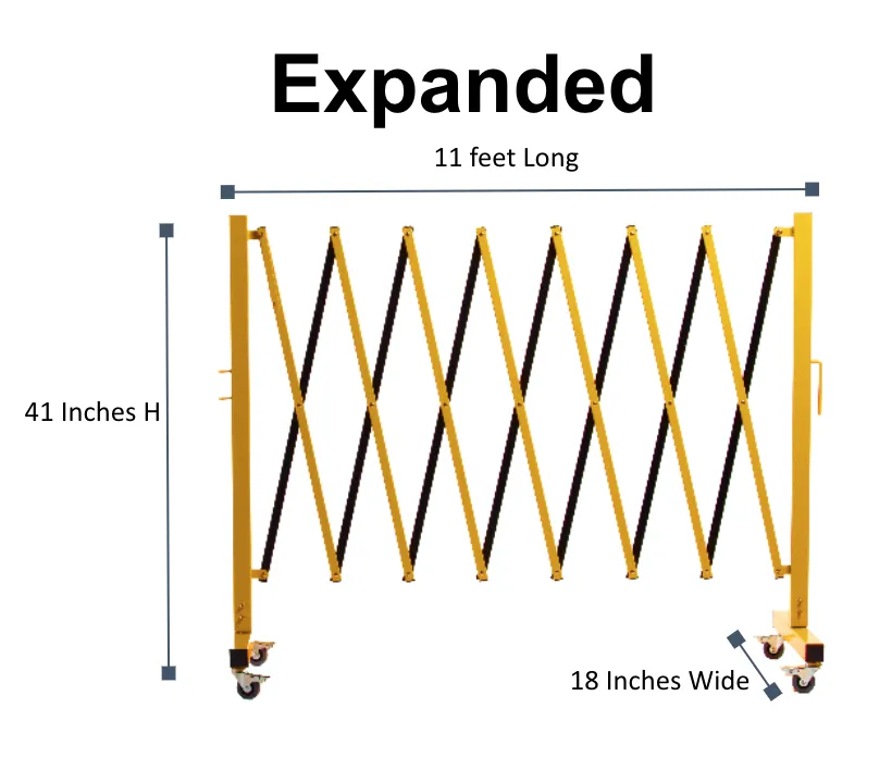 Metal Expandable Barricade, 16 Ft. and 11 Ft - Trafford Industrial