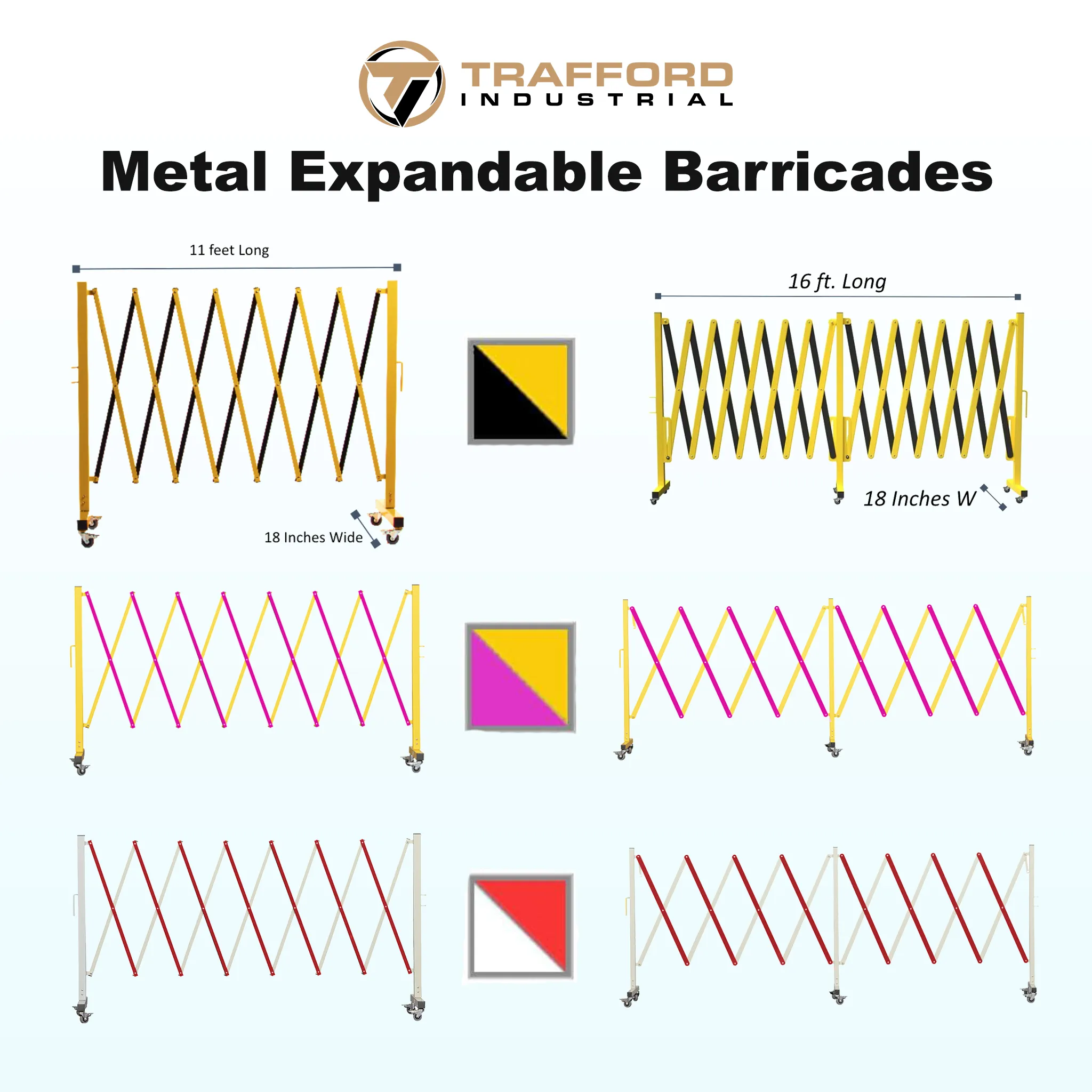 Metal Expandable Barricade, 16 Ft. and 11 Ft - Trafford Industrial