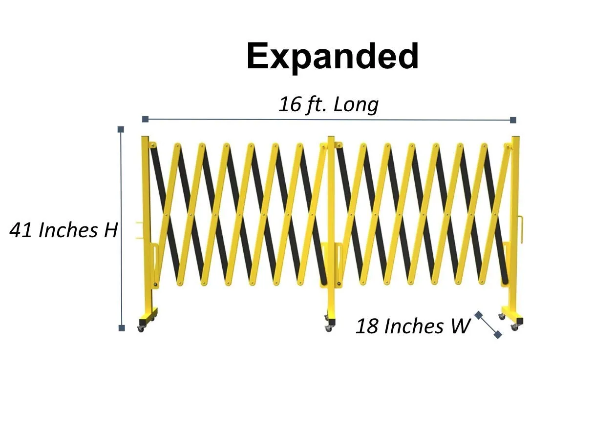 Metal Expandable Barricade, 16 Ft. and 11 Ft - Trafford Industrial