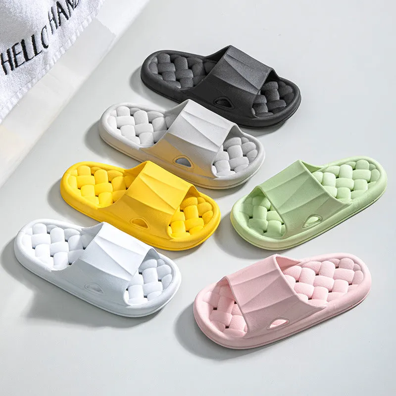 New Woven Texture Non-slip Slippers For Women Summer Indoor Floor Bathroom Home Slipper Men House Shoes