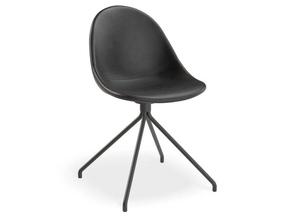 Pebble Chair Black Upholstered Vintage Seat - 4 Post Base - Black