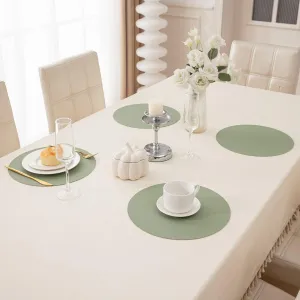 Premium Faux Leather Dining Table Round Mats, Pistachio Green