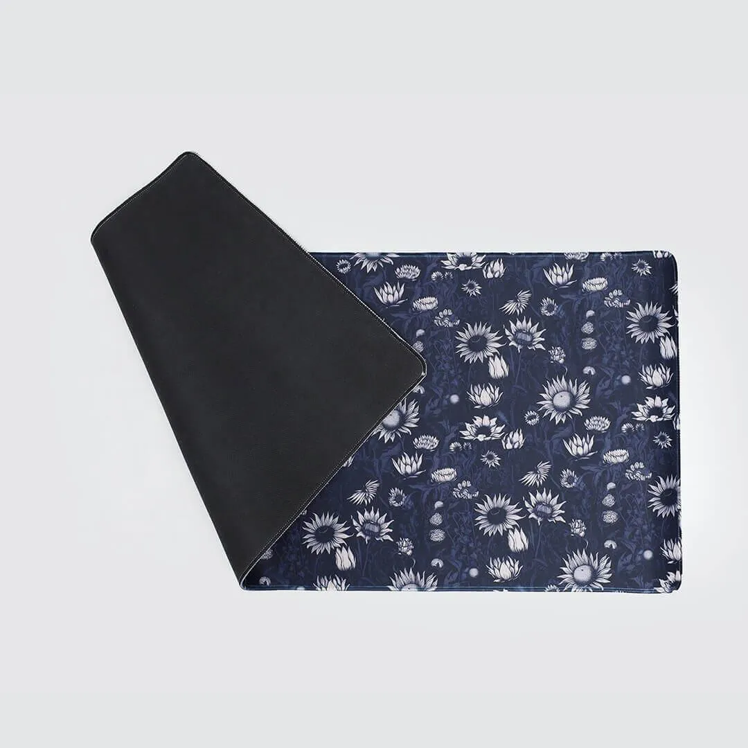 Printed Desk Mat - Black Sun Flowers