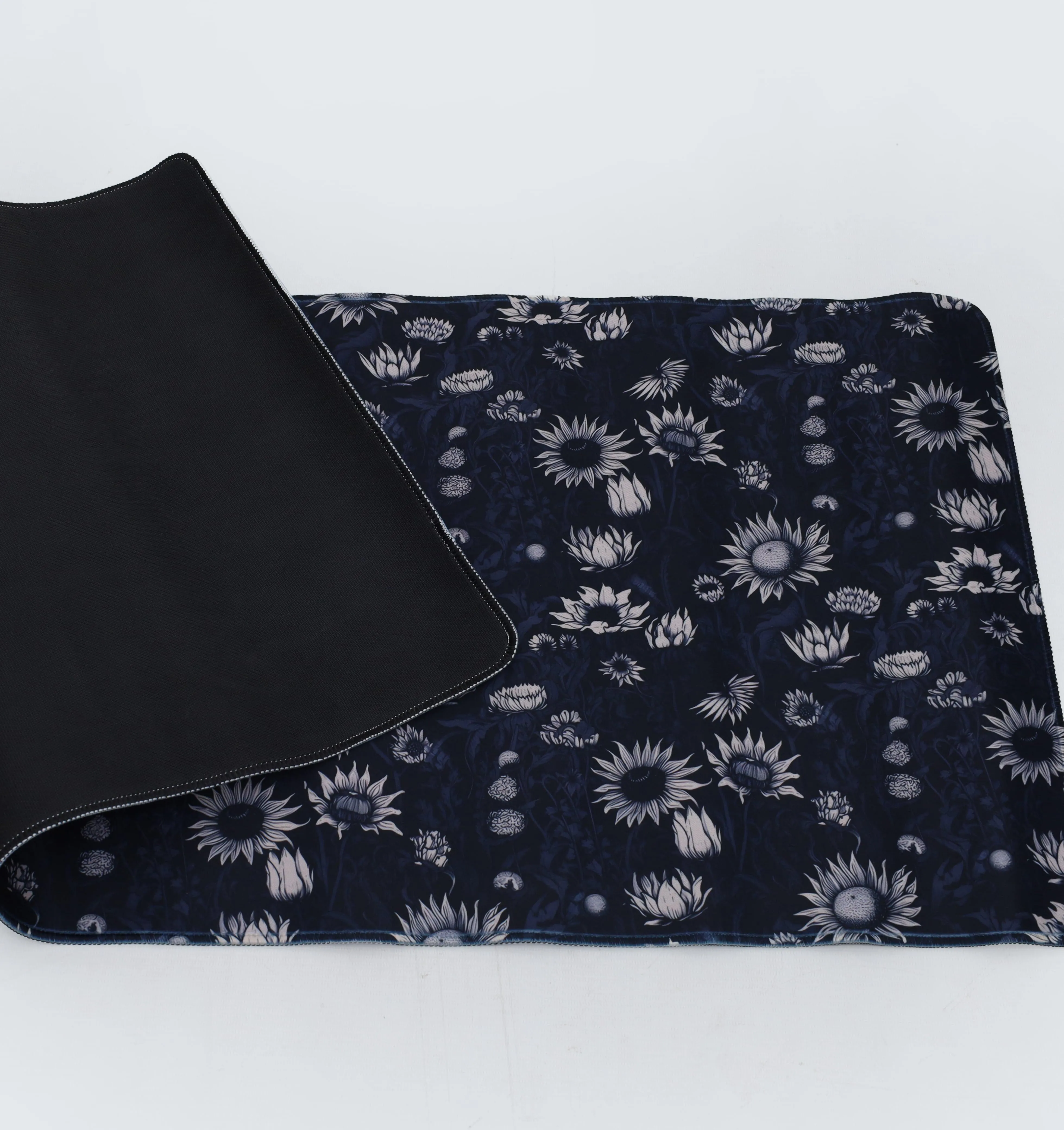 Printed Desk Mat - Black Sun Flowers