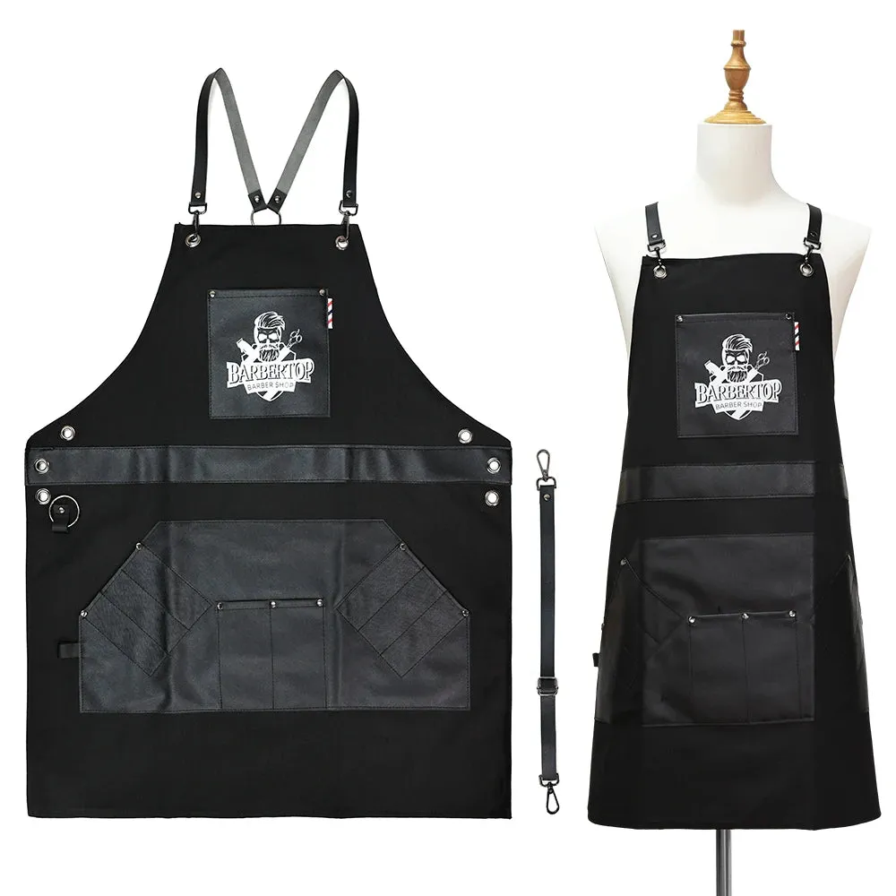 Salon Leather Hairdressing Apron - Waterproof Barber Cape