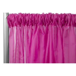 Sheer Voile Flame Retardant (FR) 12ft H x 118" W Drape/Backdrop Curtain Panel - Fuchsia