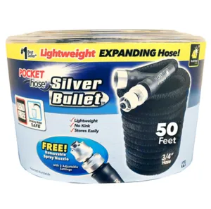 Silver Bullet Pocket Garden Hose – 50-Ft.