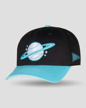 Space Ball Shallow Crown Snapback - Black and Teal