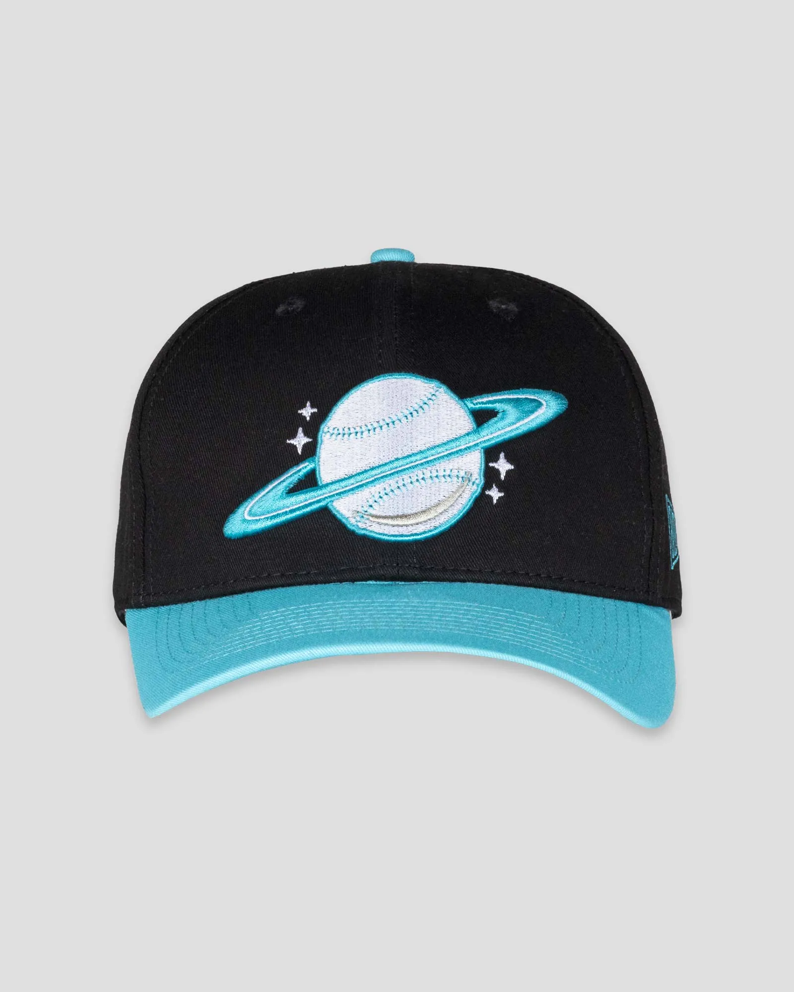 Space Ball Shallow Crown Snapback - Black and Teal