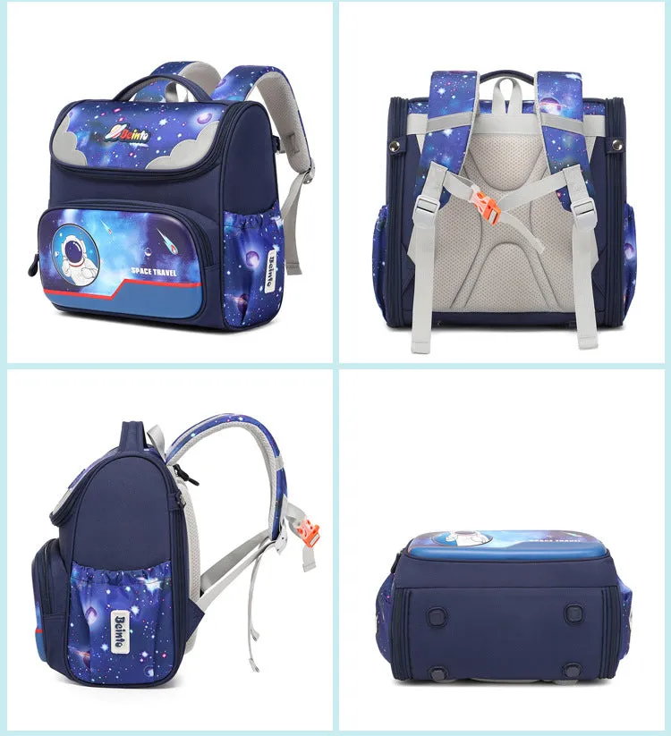 Space Theme Fully Open Design Kindergarten Backpack for Kids