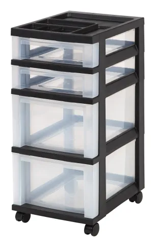 Storage Cart with Organizer Top - 4 Drawer