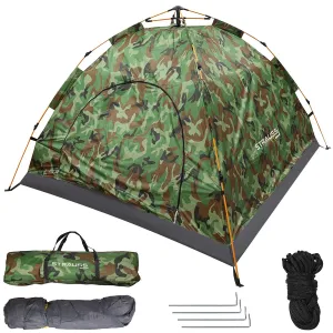 STRAUSS Portable Tent for Camping | Ideal for 4 Persons | Easy Setup for Picnic, Hiking, Trekking, Outdoor | Waterproof and Windproof with Extra Top Layer | Superior Air Ventilation (Blue and Pink)