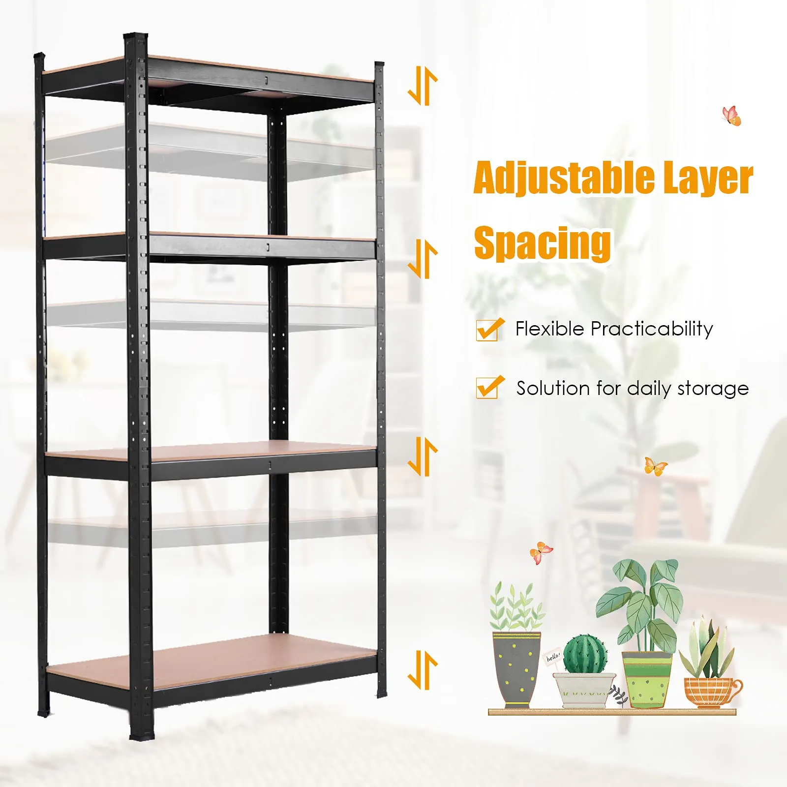 TANGKULA Home Garage Multi-Use Storage Rack with Adjustable Shelves, 4-Tier Garage Shelf