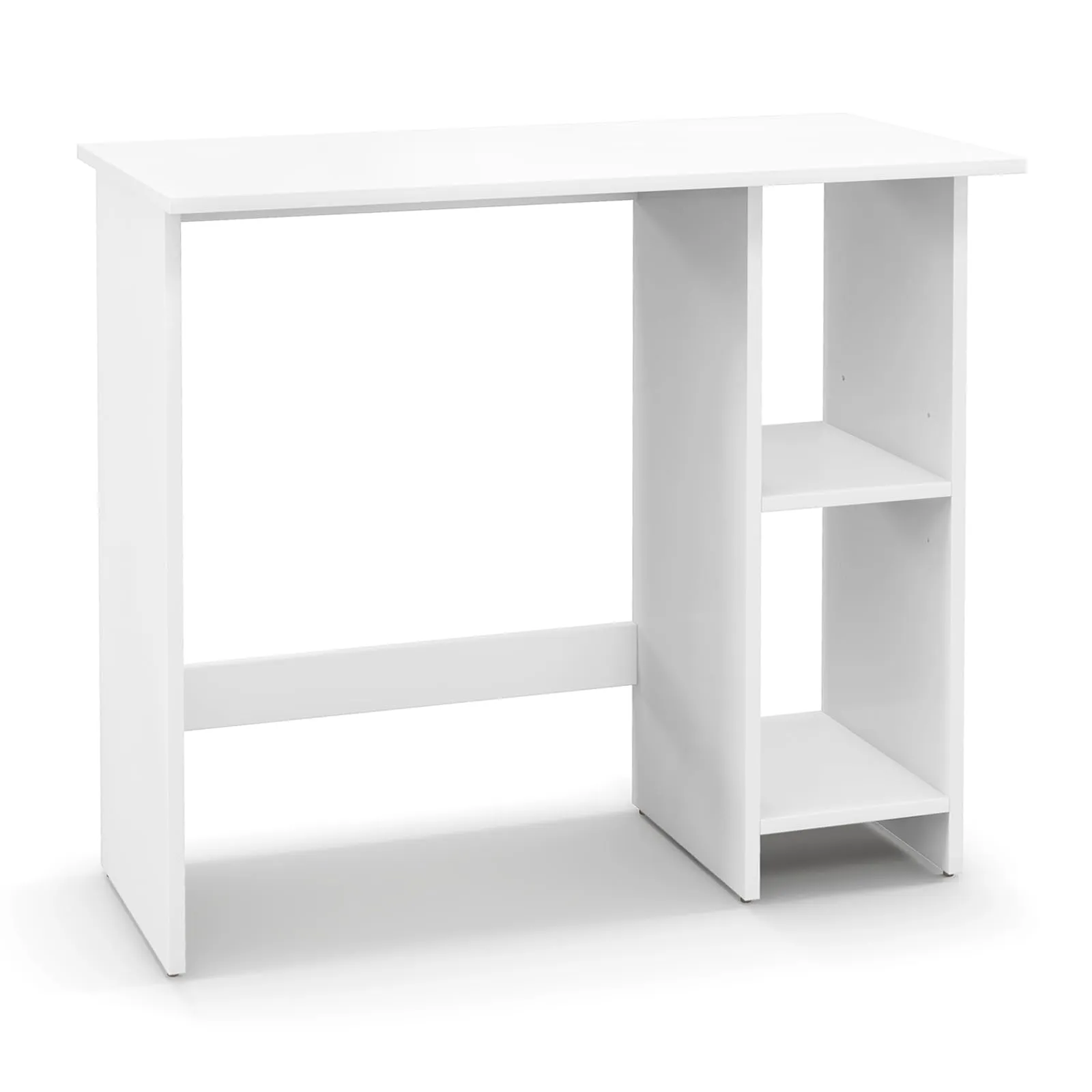 Tangkula White Desk with Storage Shelves, Modern Small Writing Desk with Adjustable Shelf (White)