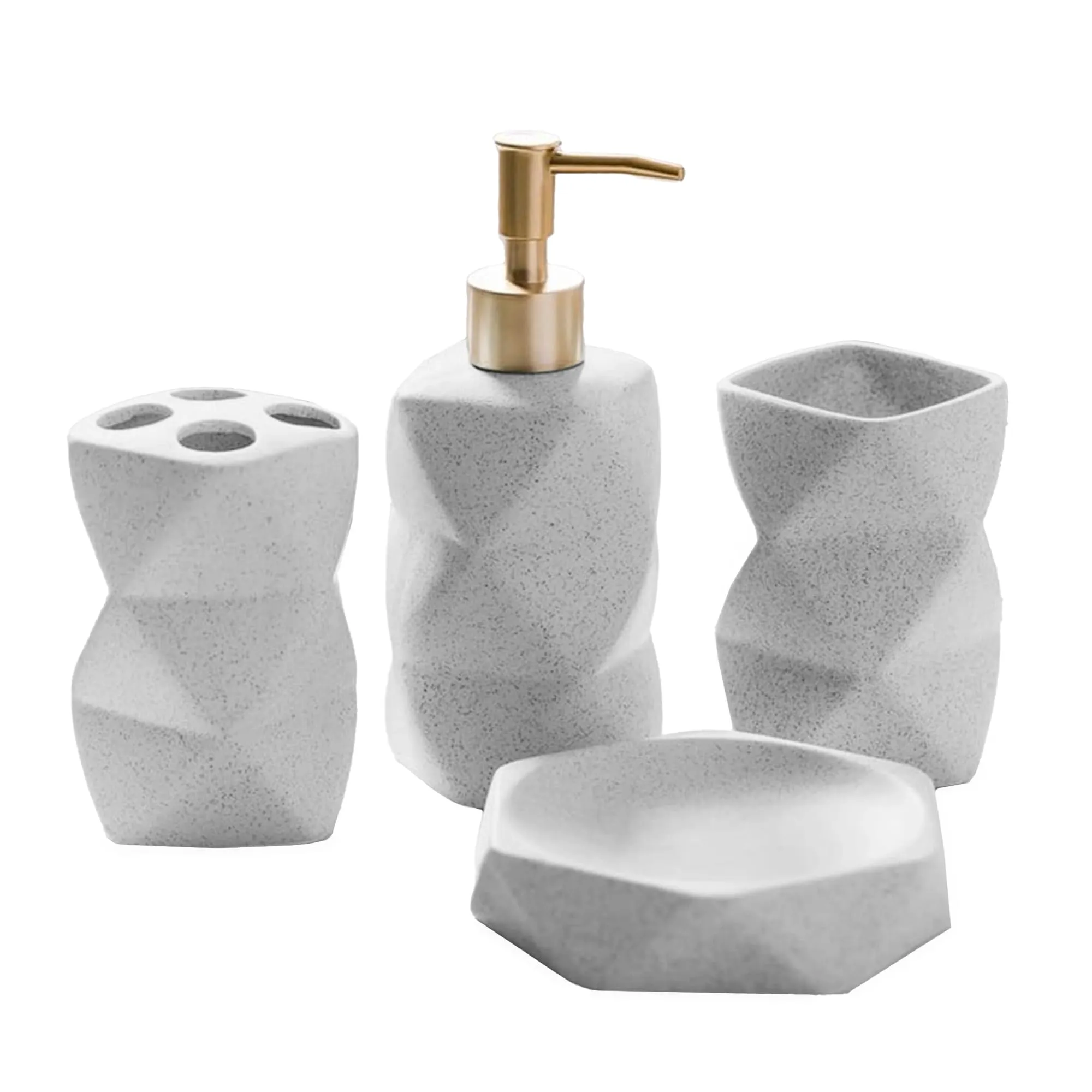 The Better Home 4pcs Ceramic Bathroom Accessories Set | Soap Dispenser for Bathroom (380ML) 1Toothbrush Holder 1Cup & Soap Case for Bathroom | Handwash Dispenser | Soap Holder for Bathroom | White