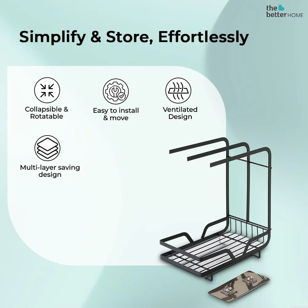 The Better Home Rotatable Lid Rag Holder | Stackable Kitchen Basket For Storage | Carbon Steel Collapsible Foldable Basket For Fruits And Vegetables | Rust-Resistant | Unbreakable (Design 2-1Pcs)