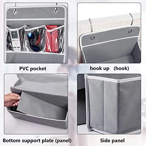 Univivi Door Storage Gray 2-Pack Door Hanging Storage Closet with 4 Large Pockets and 3 Small PVC Pockets Over Door Organizer for Cosmetics, Toys and Sundries