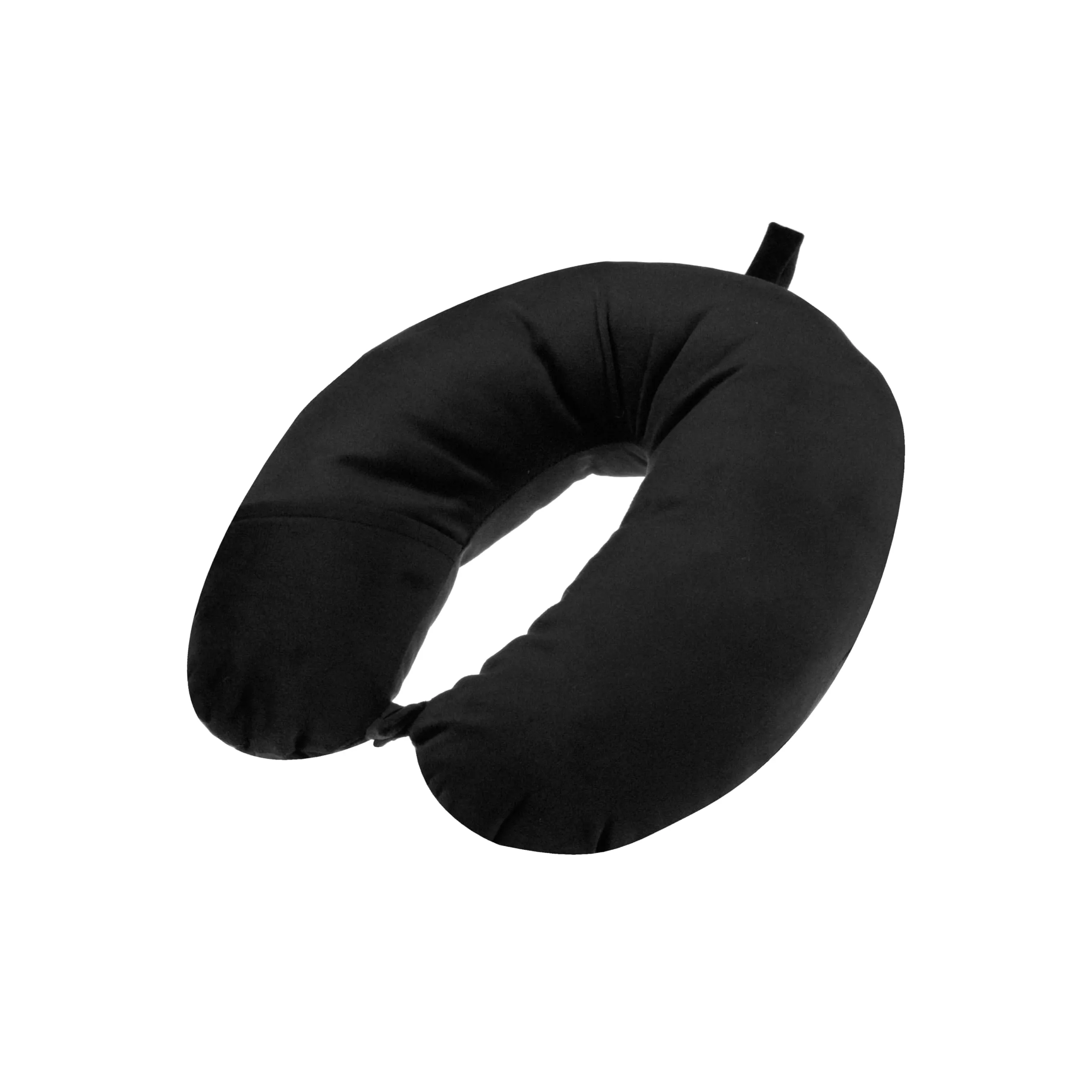 Urbane Home Travel Neck Pillow|Neck Support Rest Pillow|Velvet Cover With Microfiber Fillling (Black)