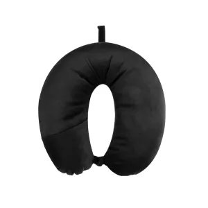 Urbane Home Travel Neck Pillow|Neck Support Rest Pillow|Velvet Cover With Microfiber Fillling (Black)