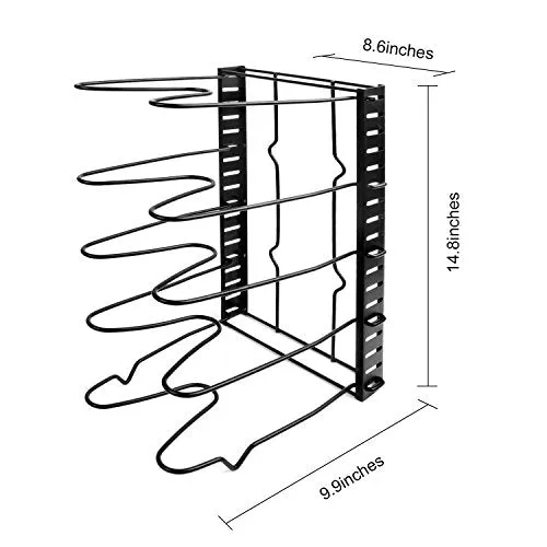 Vdomus Pots and Pans Organizer RackPot Lid Organizers Black Metal Black