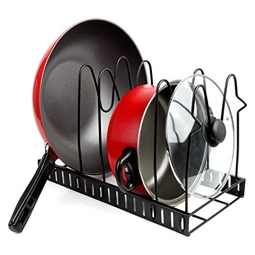 Vdomus Pots and Pans Organizer RackPot Lid Organizers Black Metal Black