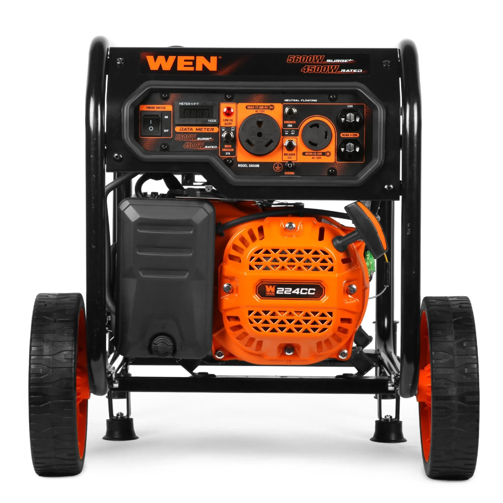 WEN GN5600 5600-Watt Portable Generator, 224cc, Transfer-Switch and RV-Ready