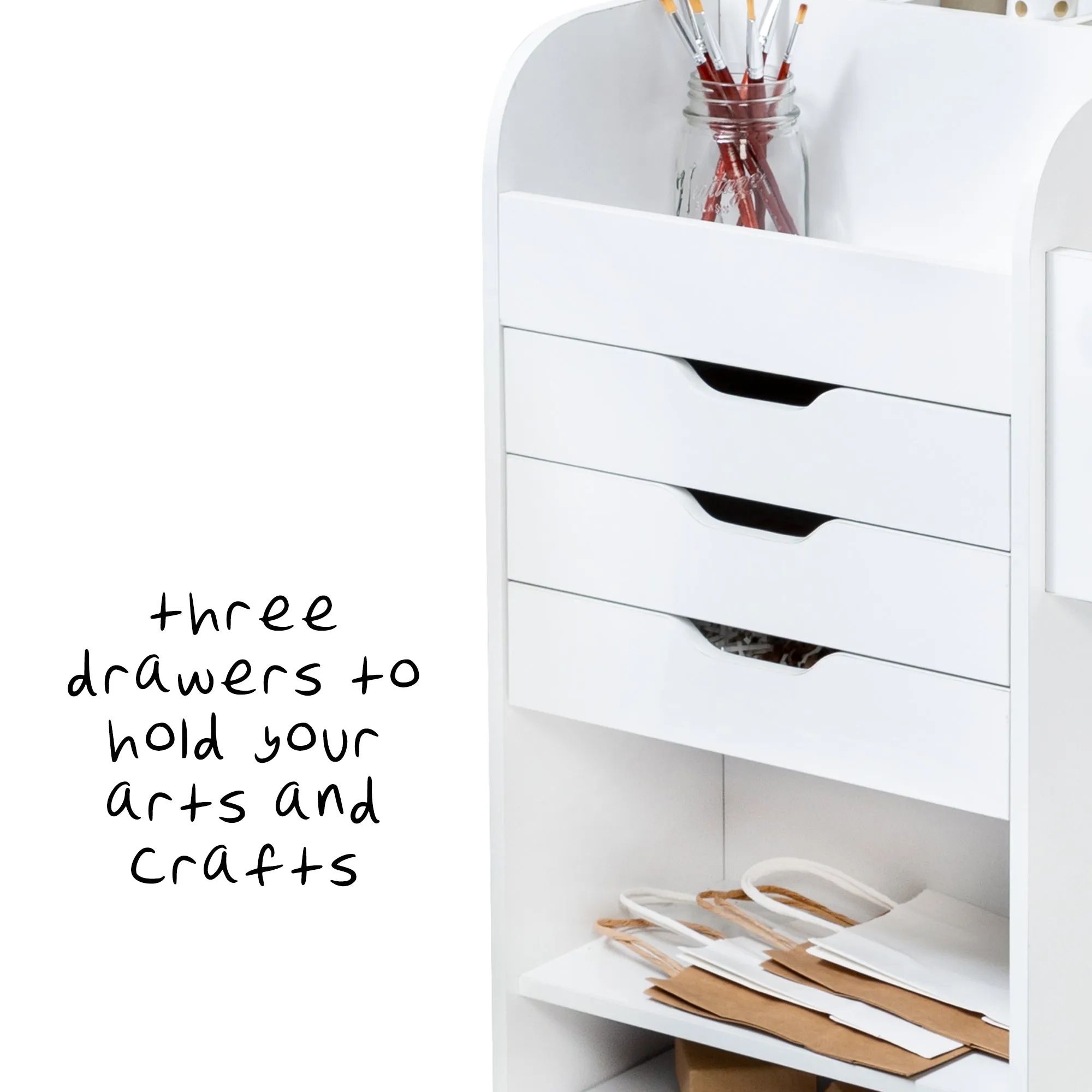 White 3-Drawer Gift Wrap or Craft Storage Cart