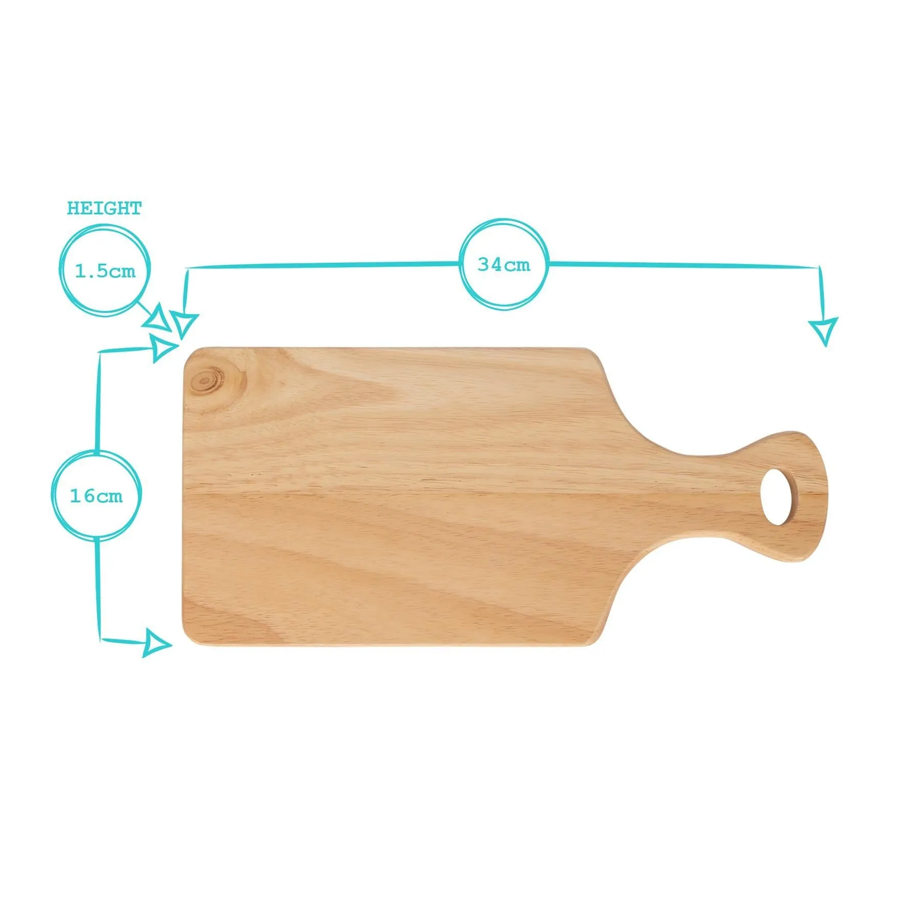 Wooden Chopping Board with Handle - 34cm x 16cm - By Argon Tableware