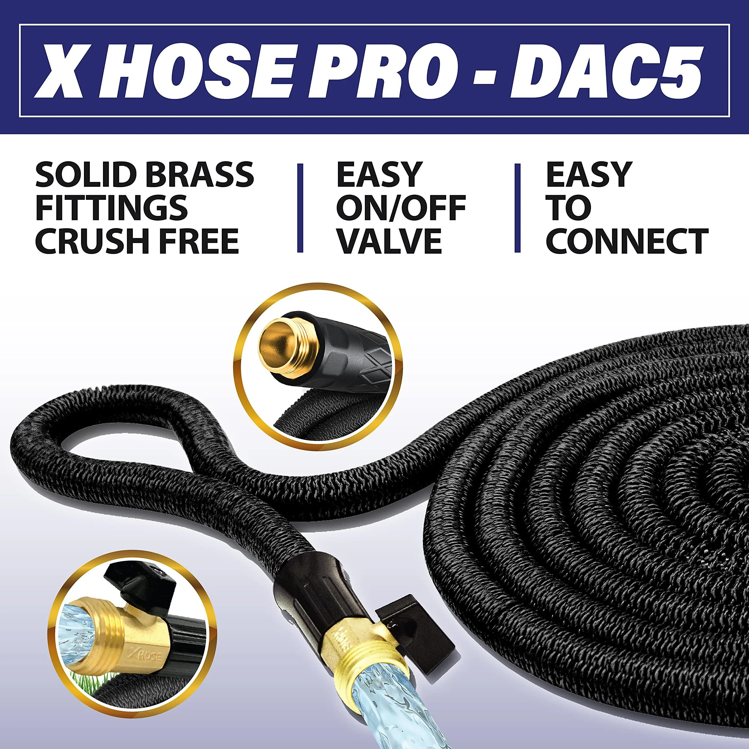 Xhose Pro Expandable Garden Hose 50Ft, Water Hose with Brass Fittings, Flexible Garden Hose, Retractable Garden Hose, Lightweight Expandable Hose, Tuyau Arrosage - 2024 Model As Seen on Tv…